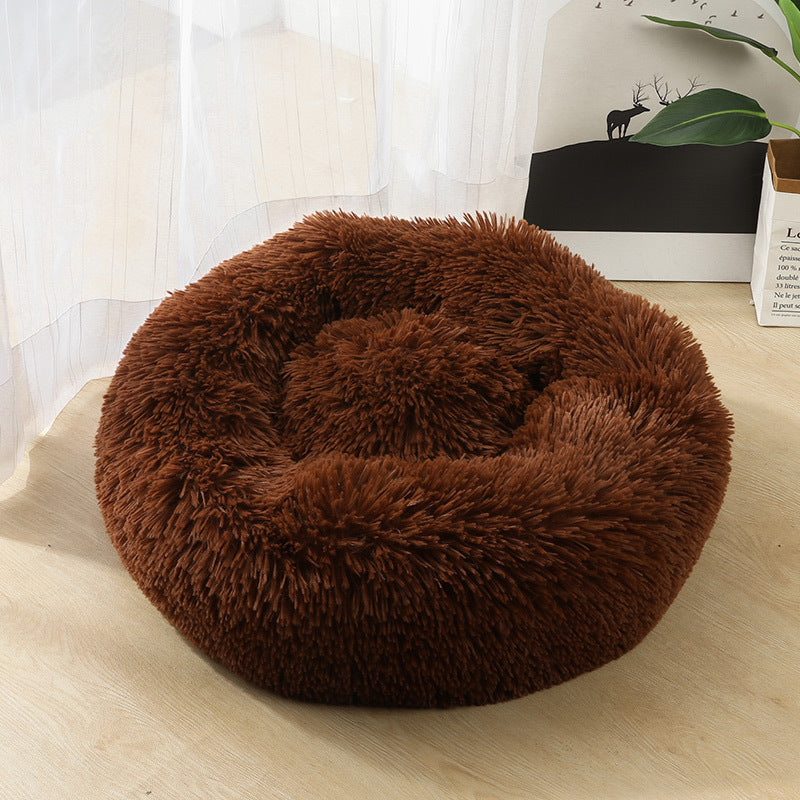 Nest Bed For Small Dogs and Cats, Round Plush Pet Bed