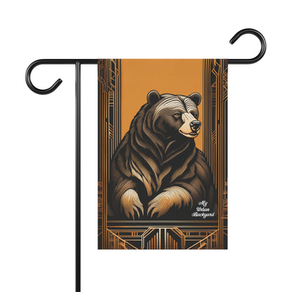 Art Deco Bear, Garden Flag for Yard, Patio, Porch, or Work, 12"x18" - Flag only