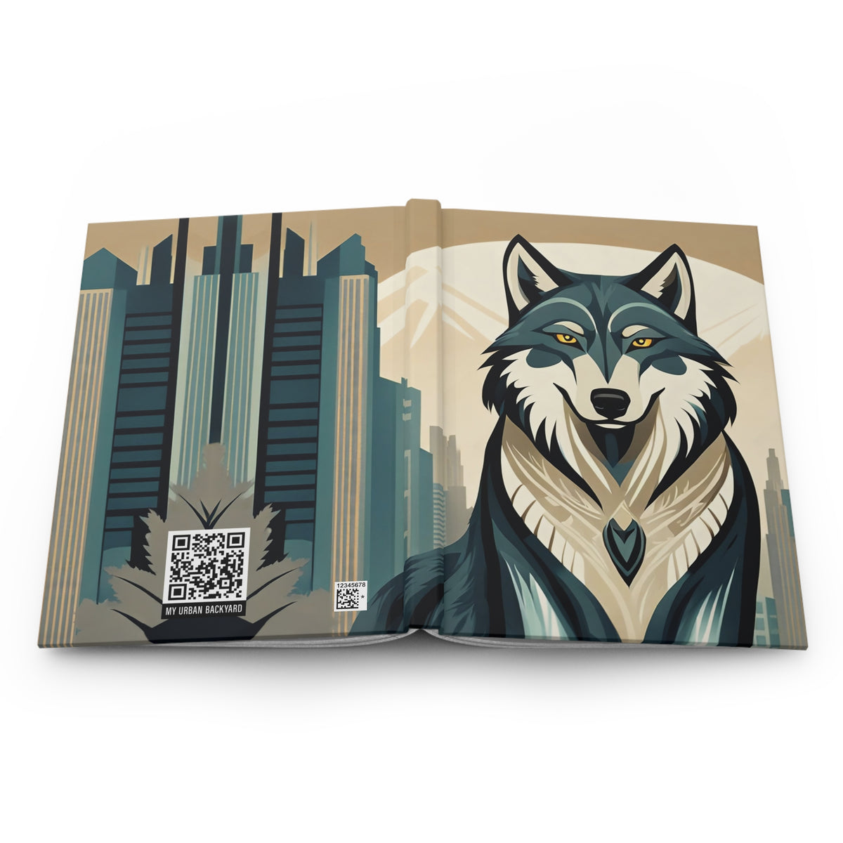 Art Deco Wolf Hardcover Lined Journal