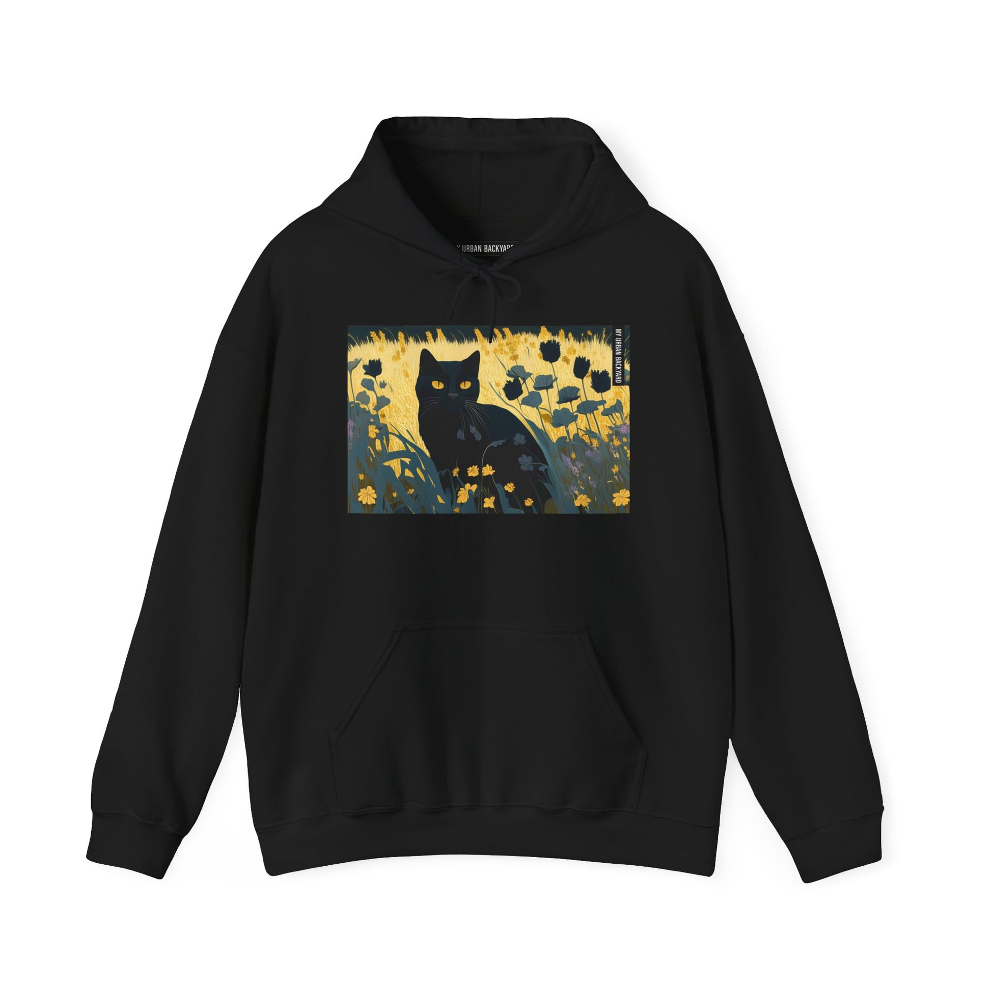 Bella Moonpaw, Black Cat Art Hoodie, Cozy Unisex Sweatshirt, Unique Gift for Cat Lovers, Casual Everyday Wear, Halloween Apparel, Artistic Hoodie
