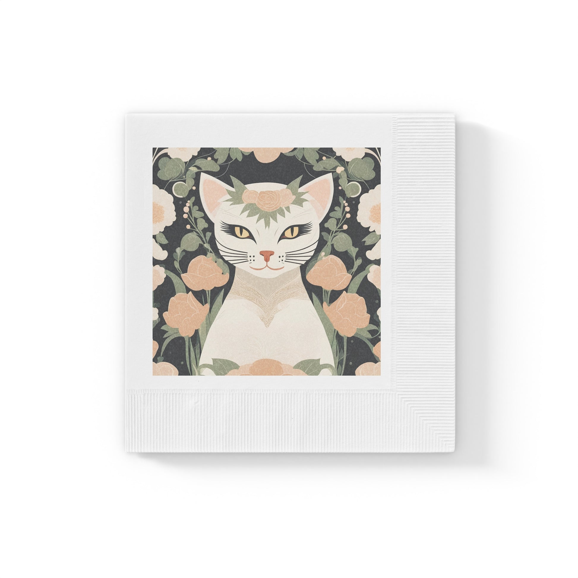 Genevieve Meowcroft, Cat Cocktail Napkins - Vintage Illustration Beverage Napkins, 2 sizes, Pack of 50 or 100