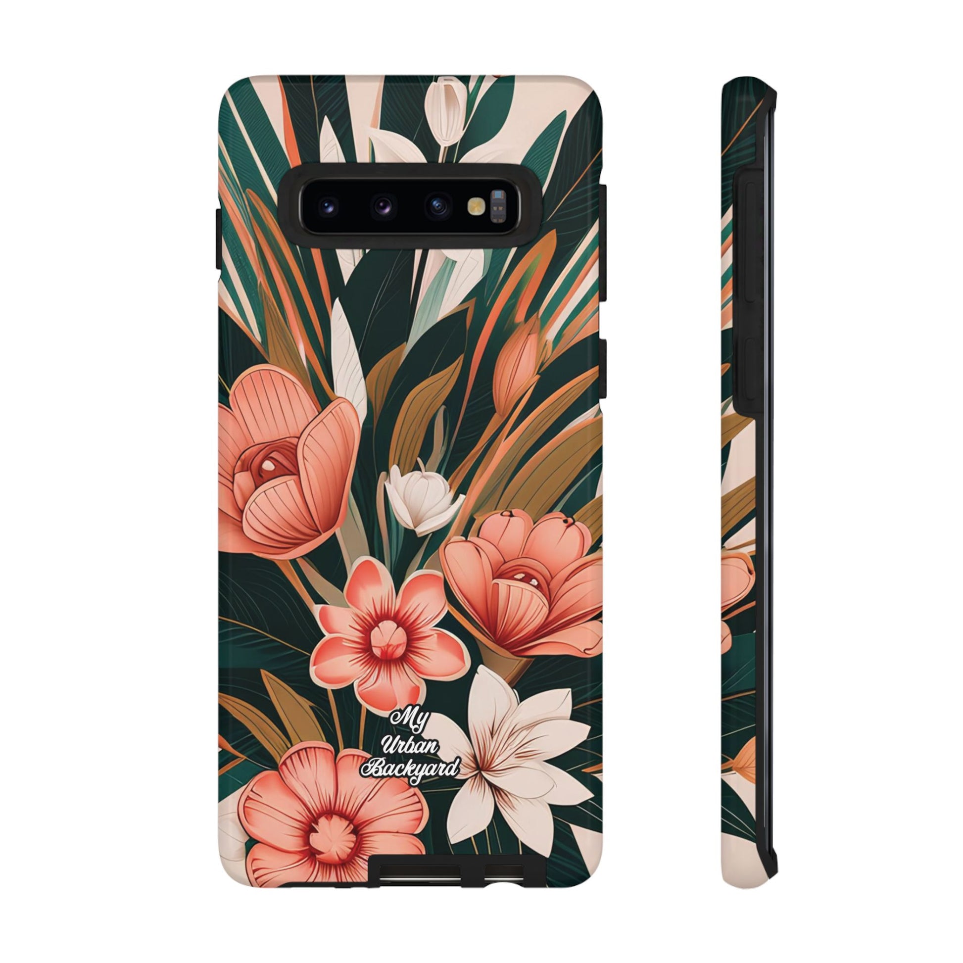 Peach Art Deco Flowers, Cell Phone Case - Apple, Samsung, Google Pixel
