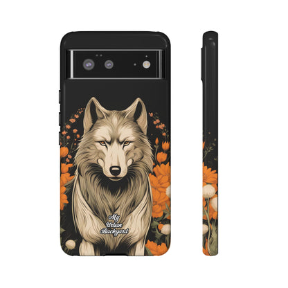 Wolf with Flowers, Cell Phone Case - Apple, Samsung or Google Pixel