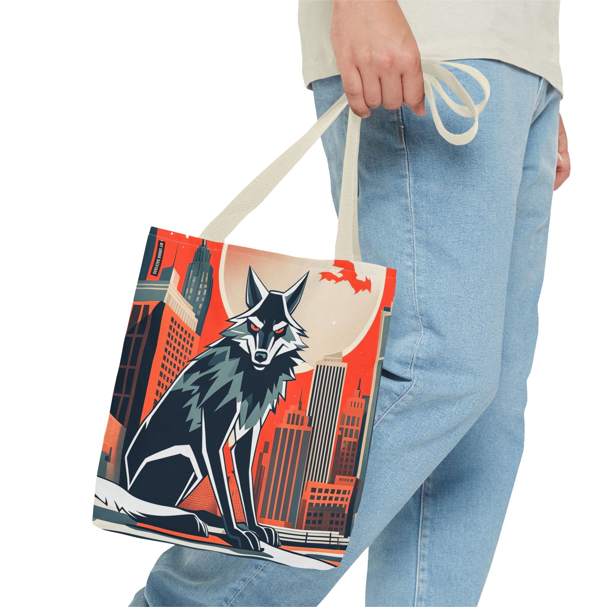 City Wolf Tote Bag, Tote with Cotton Handles For Everyday Use, 3 Sizes