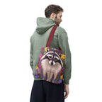 Raccoon and Flowers Tote Bag with Cotton Handles For Everyday Use, 3 Sizes