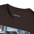 Urban Crow In Falling Snow T-Shirt — Winter Crow Graphic Tee