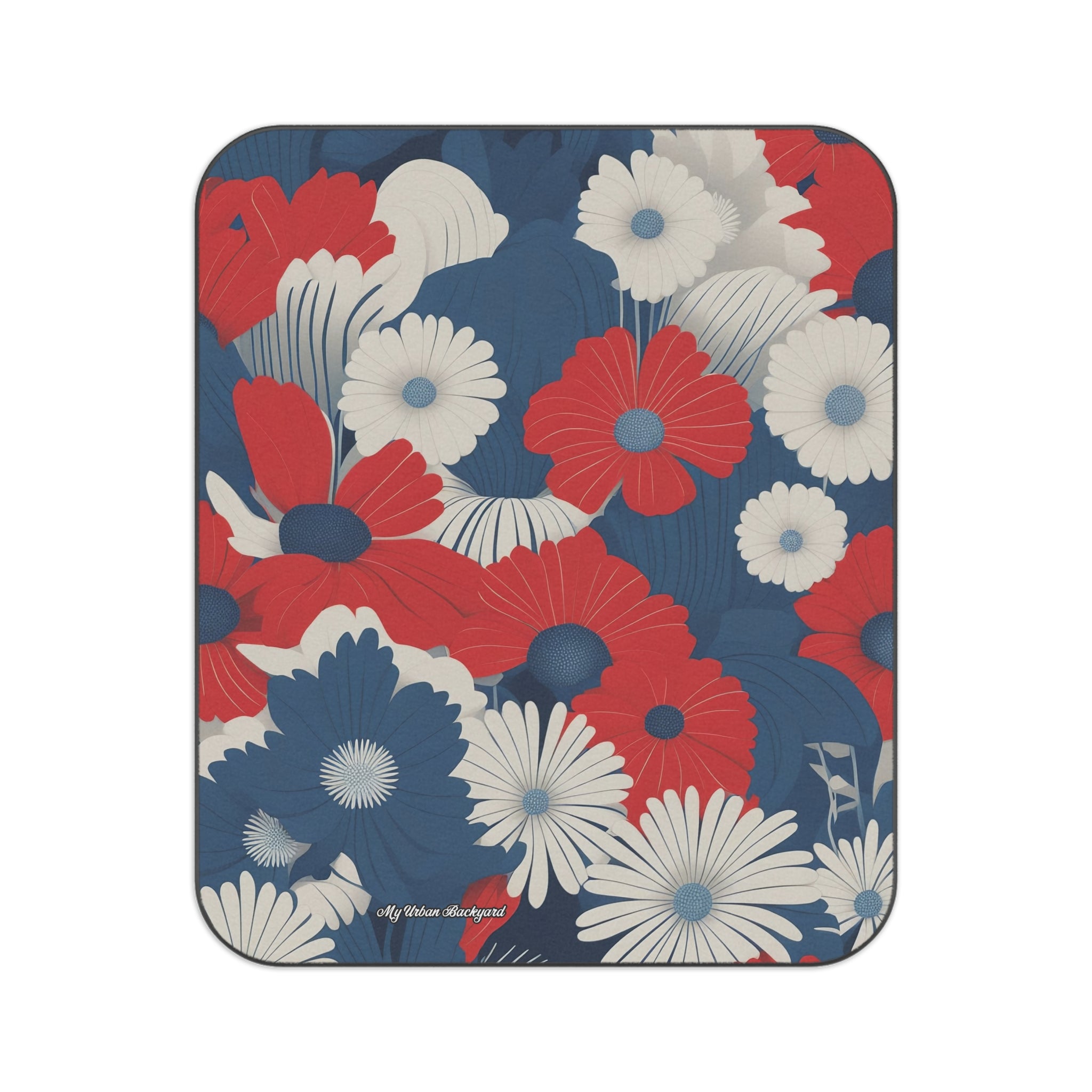 Patriotic Floral Picnic Blanket - Outdoor Blanket for Family Gatherings, Beach Days, Festivals, Camping, and Summer Celebrations, 51" × 61"