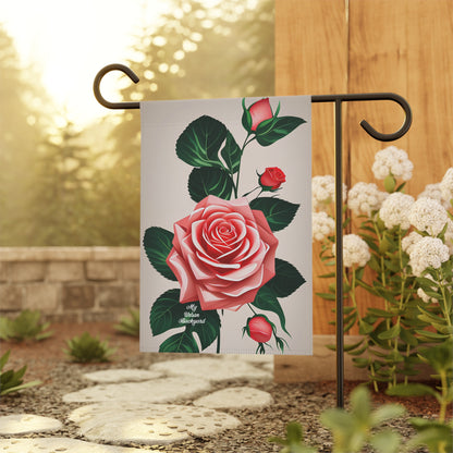 Pink Rose, Garden Flag for Yard, Patio, Porch, or Work, 12"x18" - Flag only