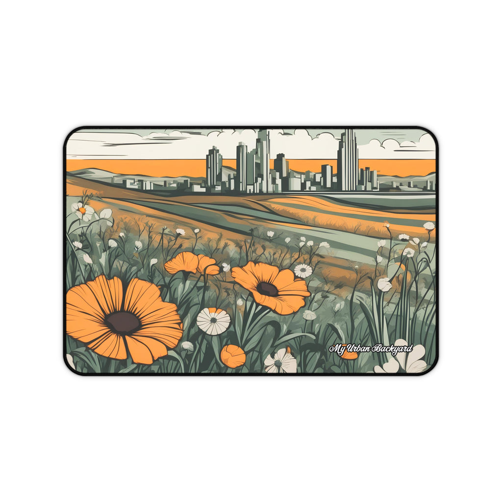 Cityscape Floral Desk Mat | Desktop Protector, Home Office Decor, Gift for Nature Lovers, Stylish Mousepad