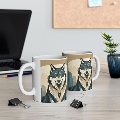 Art Deco Wolf Ceramic Mug