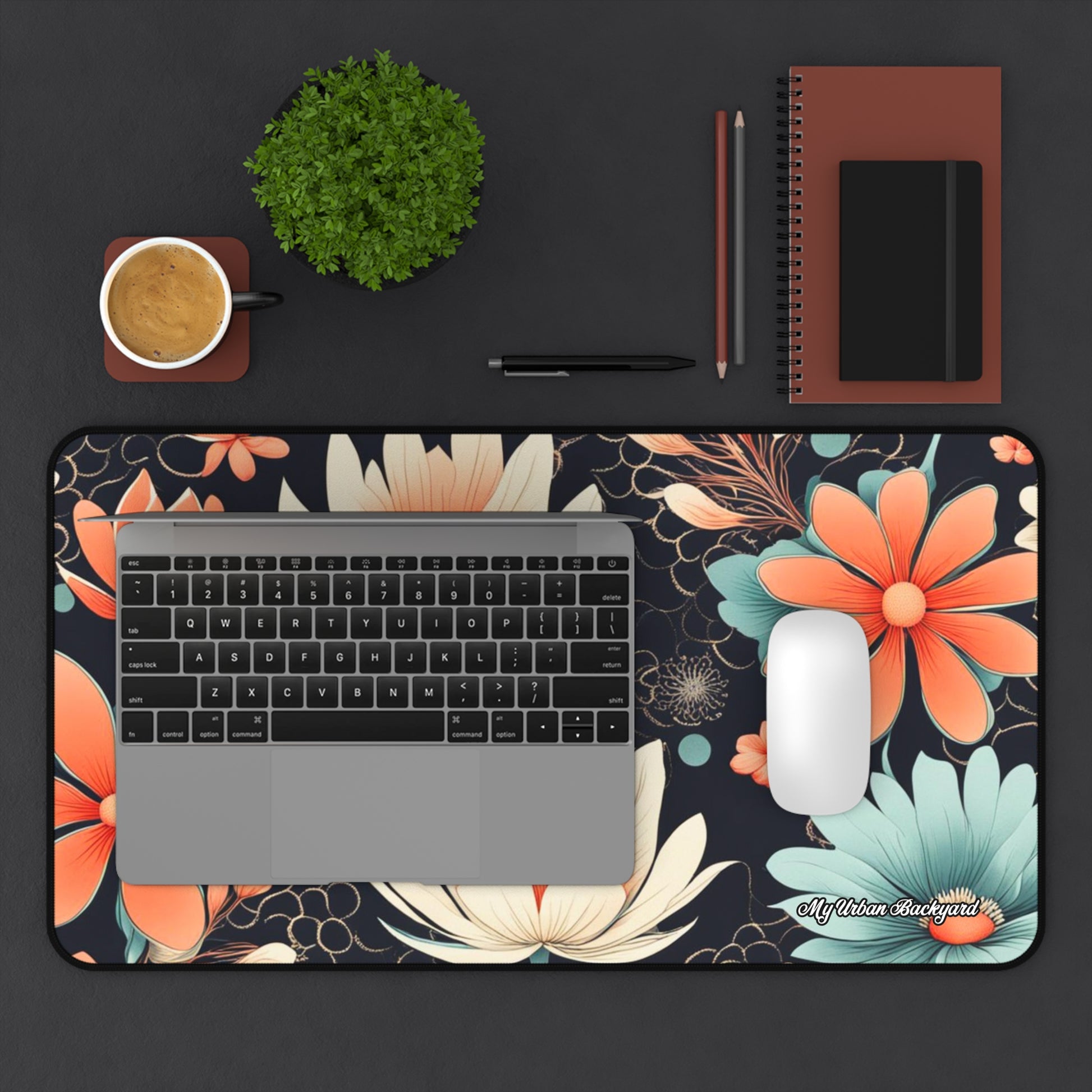 Water Lily Flowers Desk Mat - Colorful Workspace Decor, Great for Home Office, Gift for Students, Unique Mouse Pad, Pretty Desk Accessories, 3 Sizes