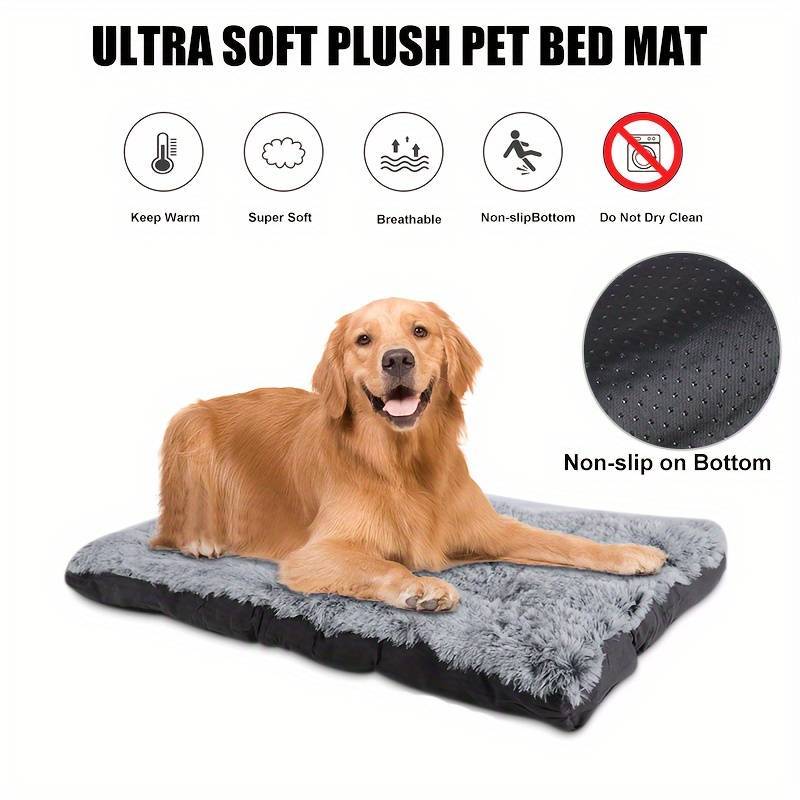 Long Plush Cozy Warm Pet Dog Bed, Washable Anti-Slip Kennel Mats