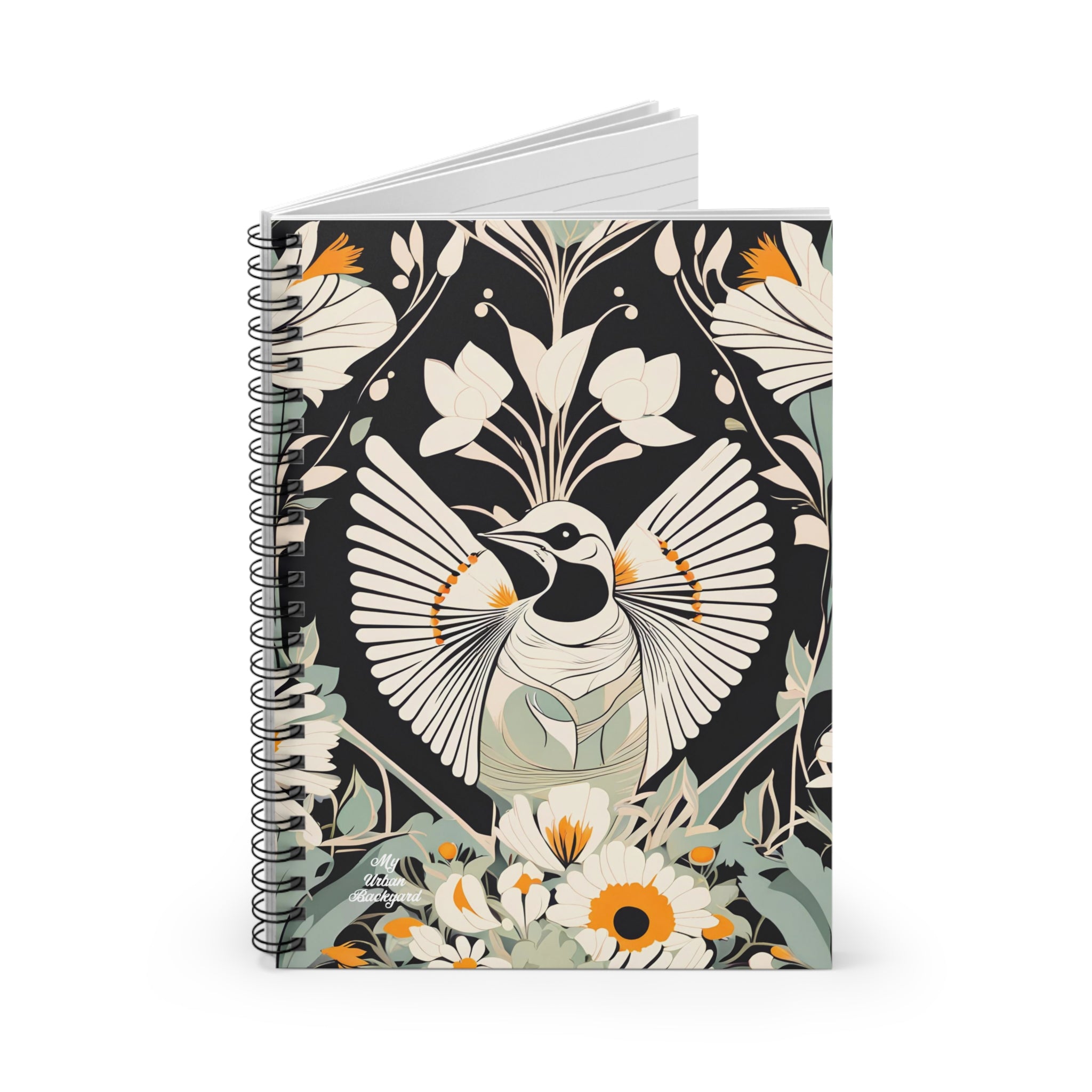 White Bird with Flowers, Spiral Notebook Journal - Write in Style