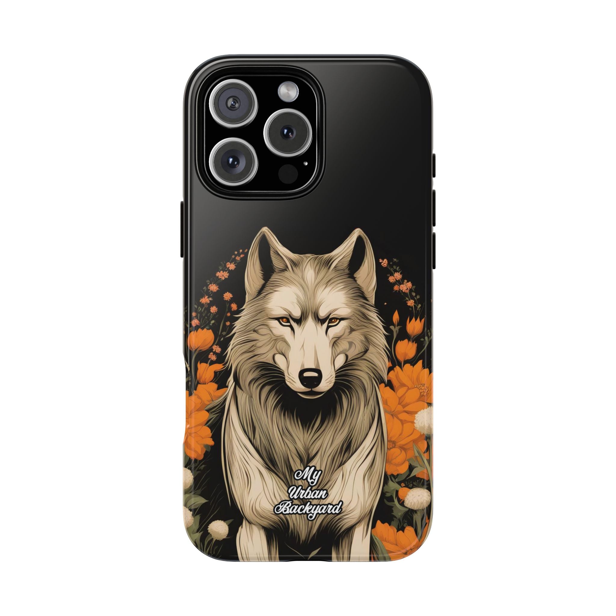 Wolf with Flowers, Animal Cell Phone Case - Apple, Samsung, Google Pixel