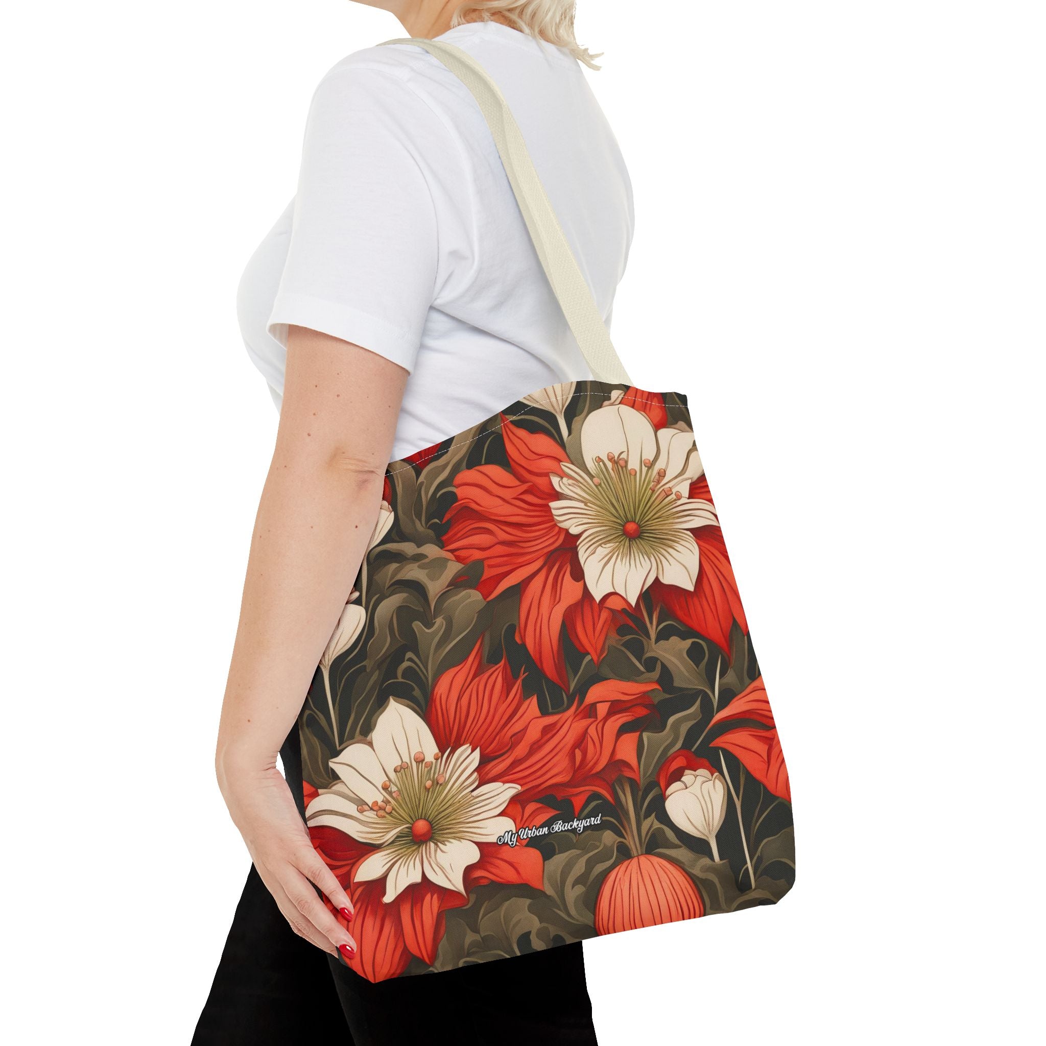 Holiday Flowers, Tote Bag with Cotton Handles