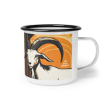 Charming White Goat, Enamel Camping Mug