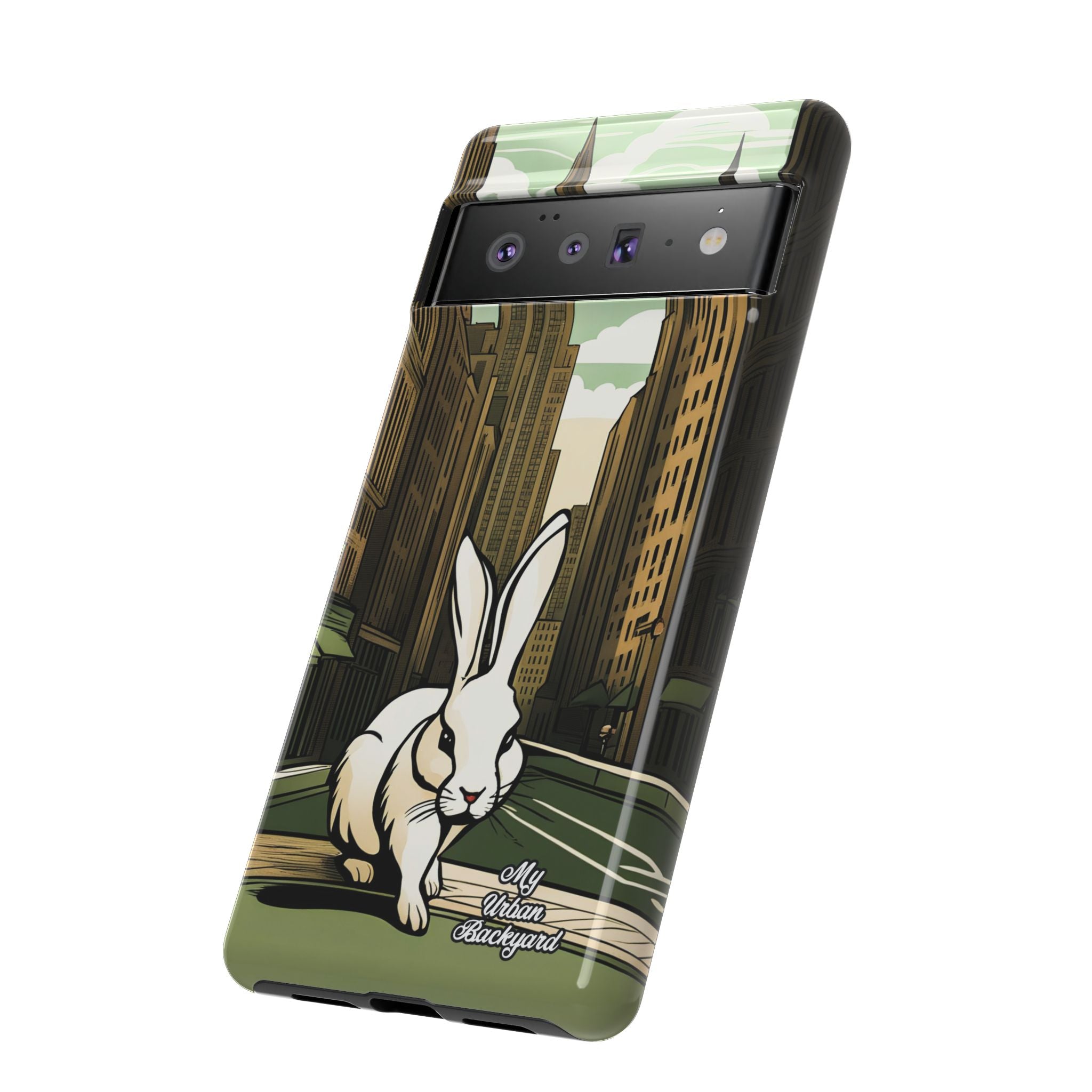 White Rabbit on a City Street, Cell Phone Case - Apple, Samsung, Google Pixel