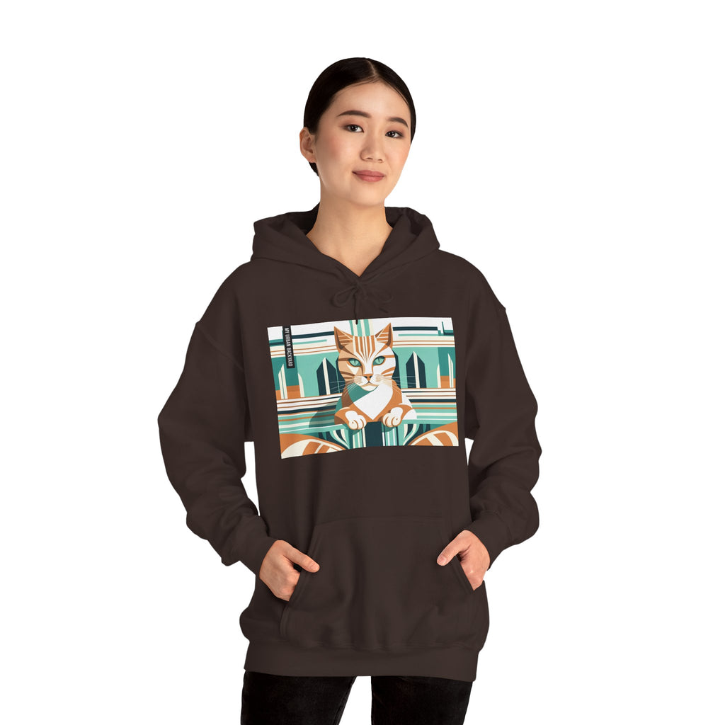 Art Deco Tabby Cat Hoodie, Cozy Graphic Sweatshirt for Cat Lovers, Perfect Gift for Pet Owners, Casual Wear, Unique Art Apparel