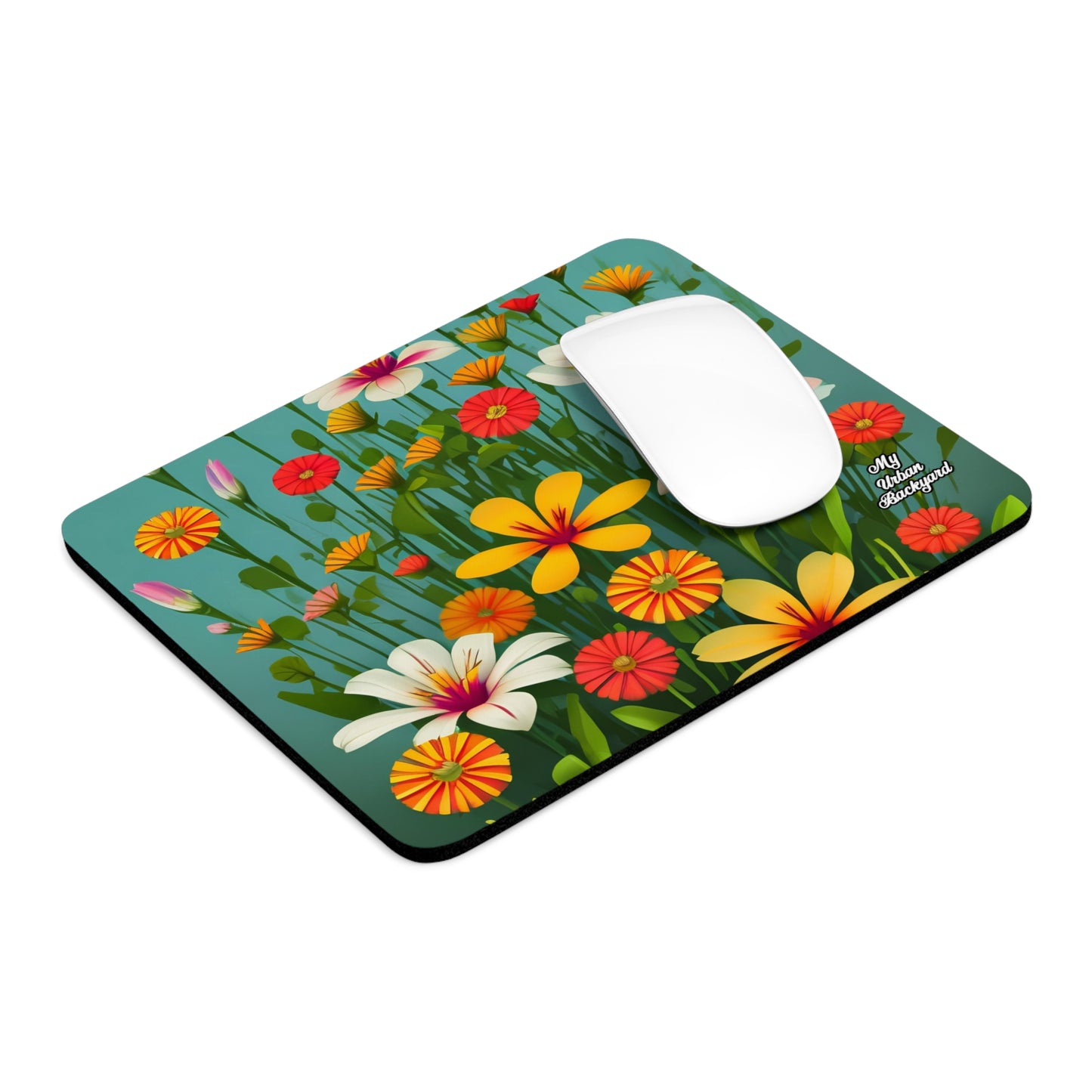 Computer Mouse Pad with Non-slip rubber bottom for Home or Office - Wildflowers
