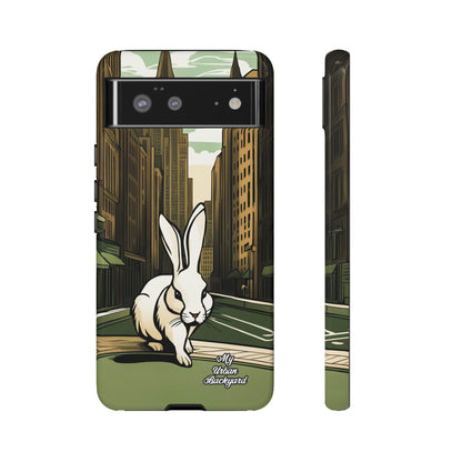 White Rabbit on a City Street, Cell Phone Case - Apple, Samsung, or Google Pixel