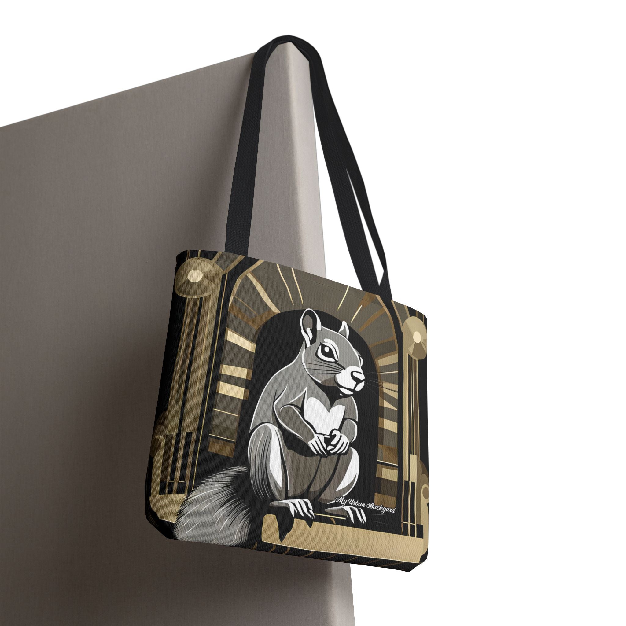Art Deco Squirrel, Tote Bag with Cotton Handles For Everyday Use, 3 Sizes