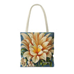 Large White Flower Tote Bag with Cotton Handles For Everyday Use, 3 Sizes