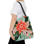 Everyday Tote Bag w Cotton Handles, Reusable Shoulder Bag, Large Flower