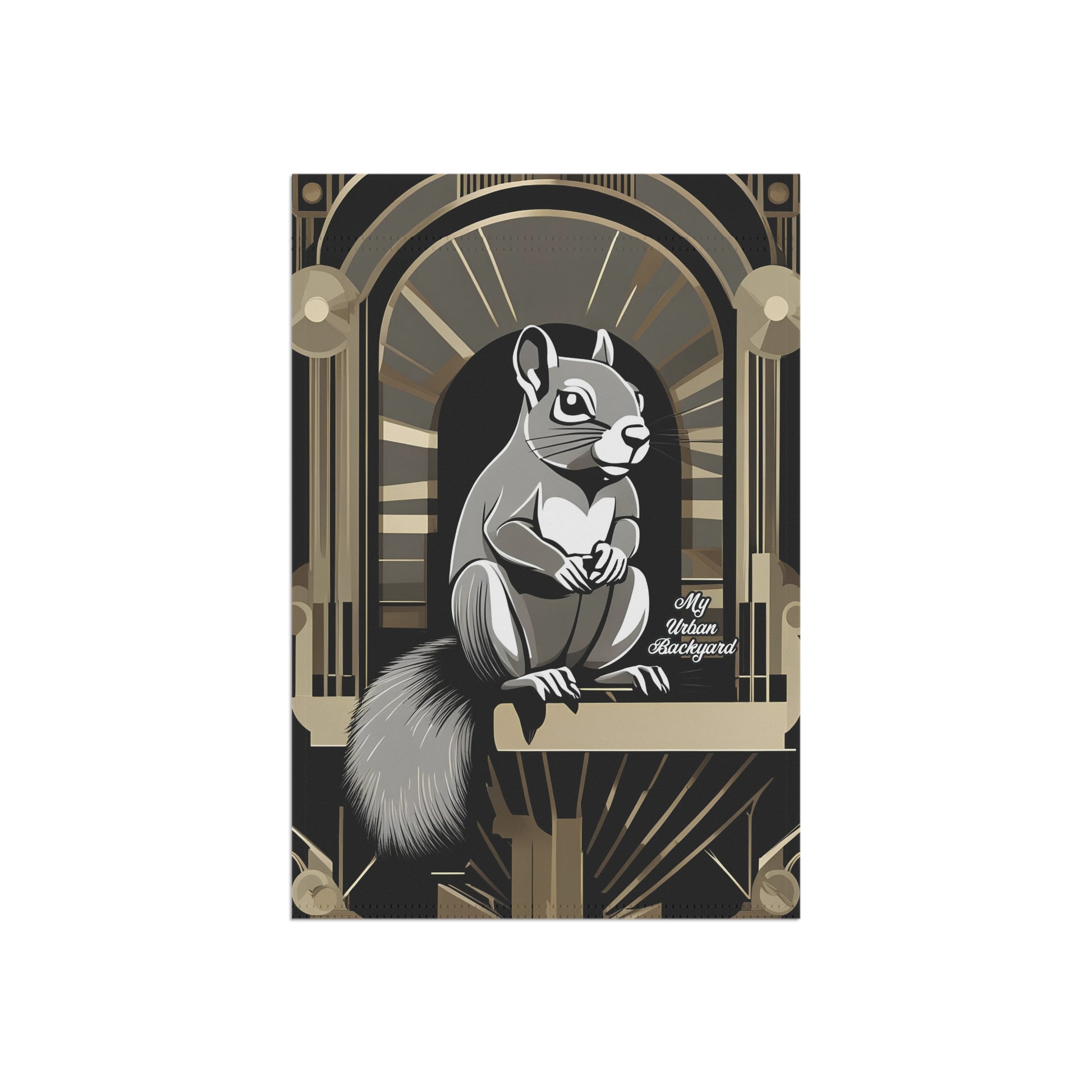 Art Deco Squirrel, Garden Flag for Yard, Patio, Porch, or Work, 12"x18" - Flag only