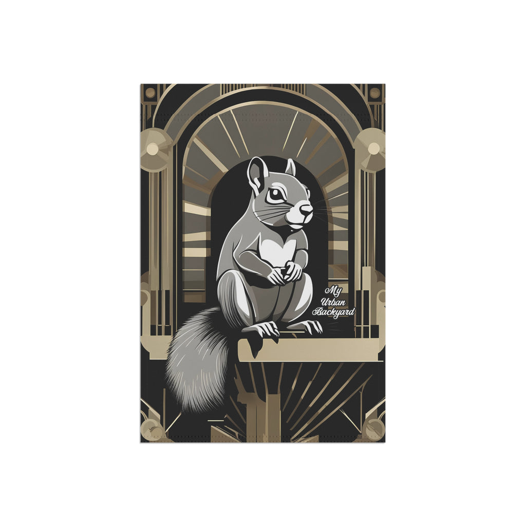 Art Deco Squirrel, Garden Flag for Yard, Patio, Porch, or Work, 12"x18" - Flag only