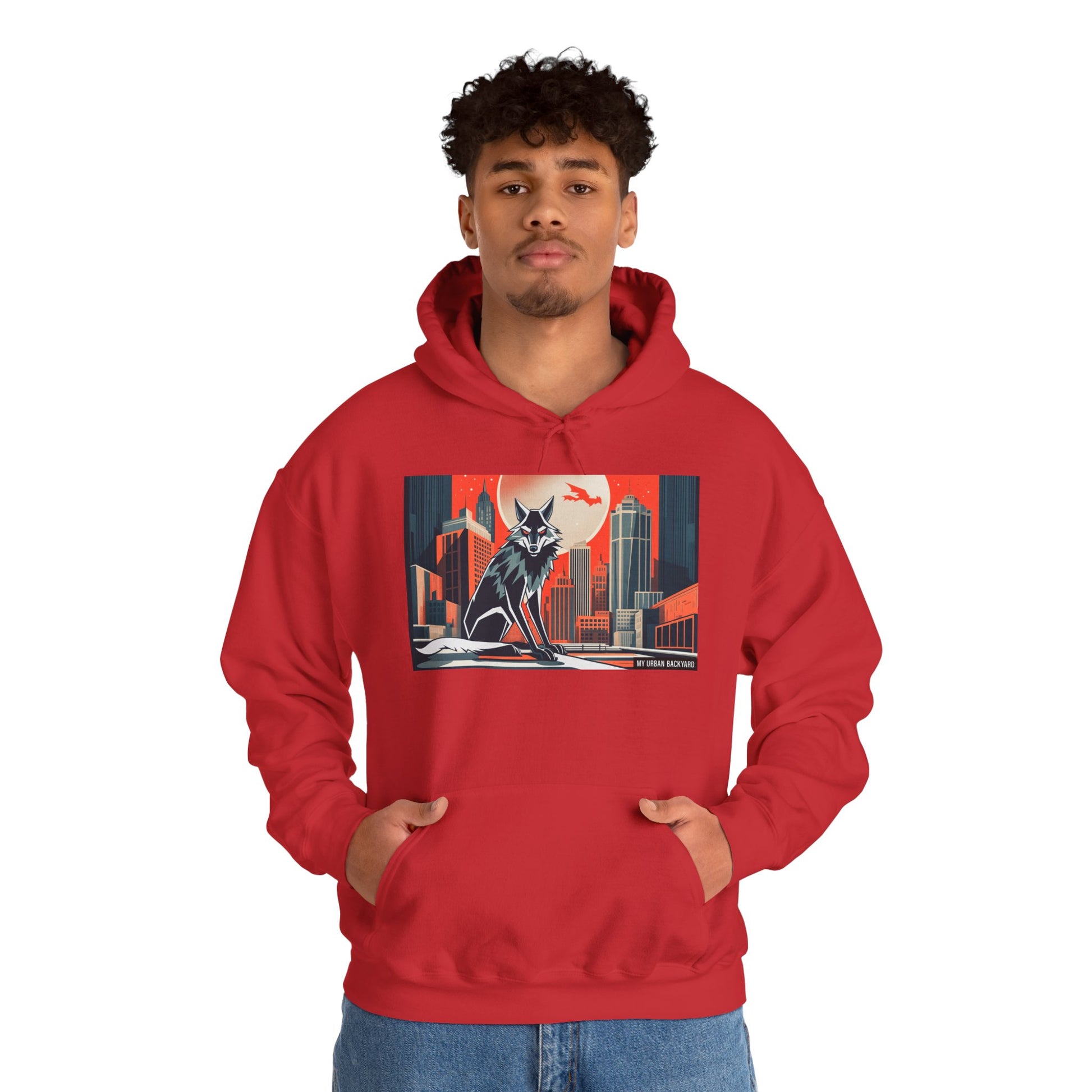 Urban Wolf Hoodie, Cozy Unisex Sweatshirt, Outdoor Adventure, Animal Lover Gift, Fall Style, Adventure Ready