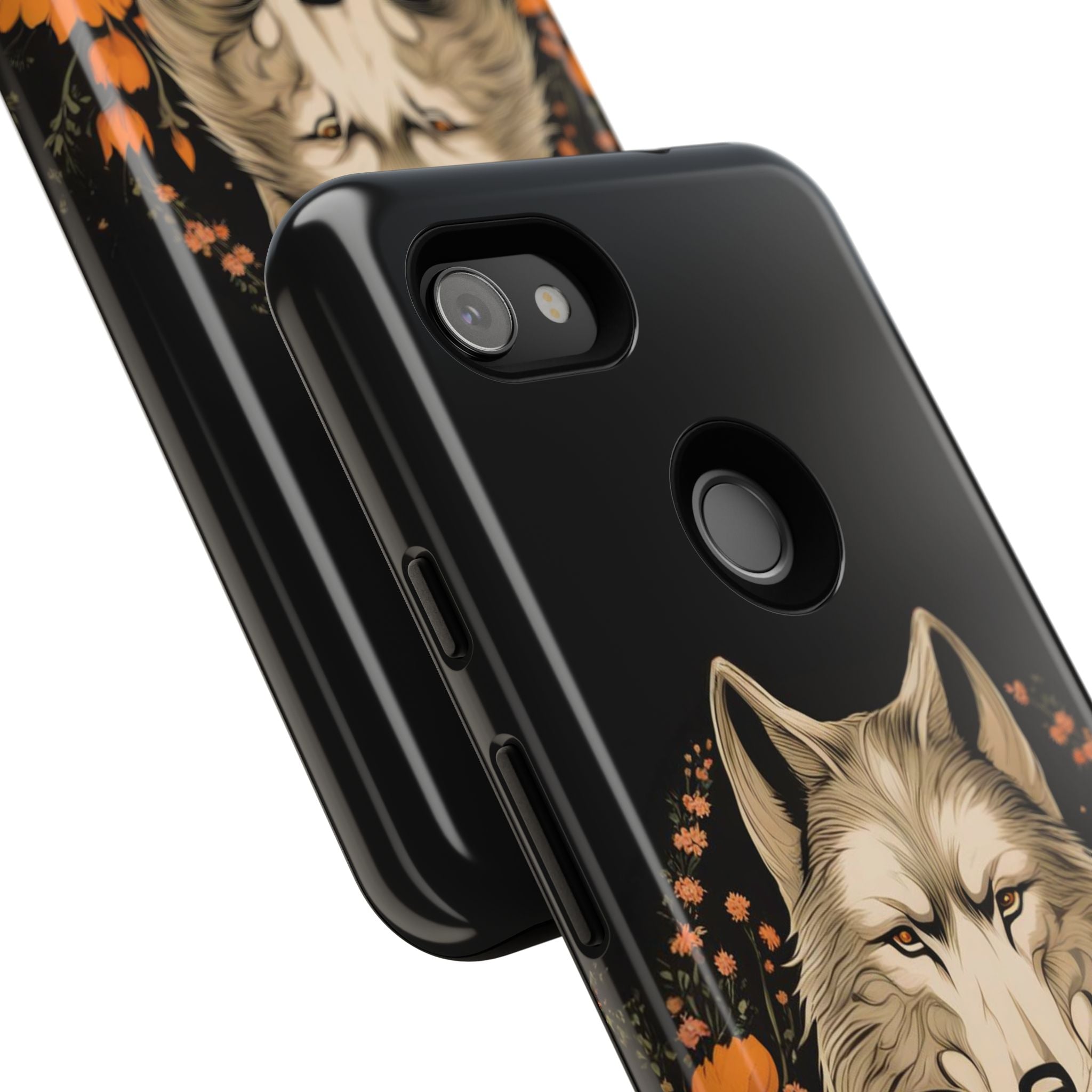 Wolf with Flowers, Animal Cell Phone Case - Apple, Samsung, Google Pixel