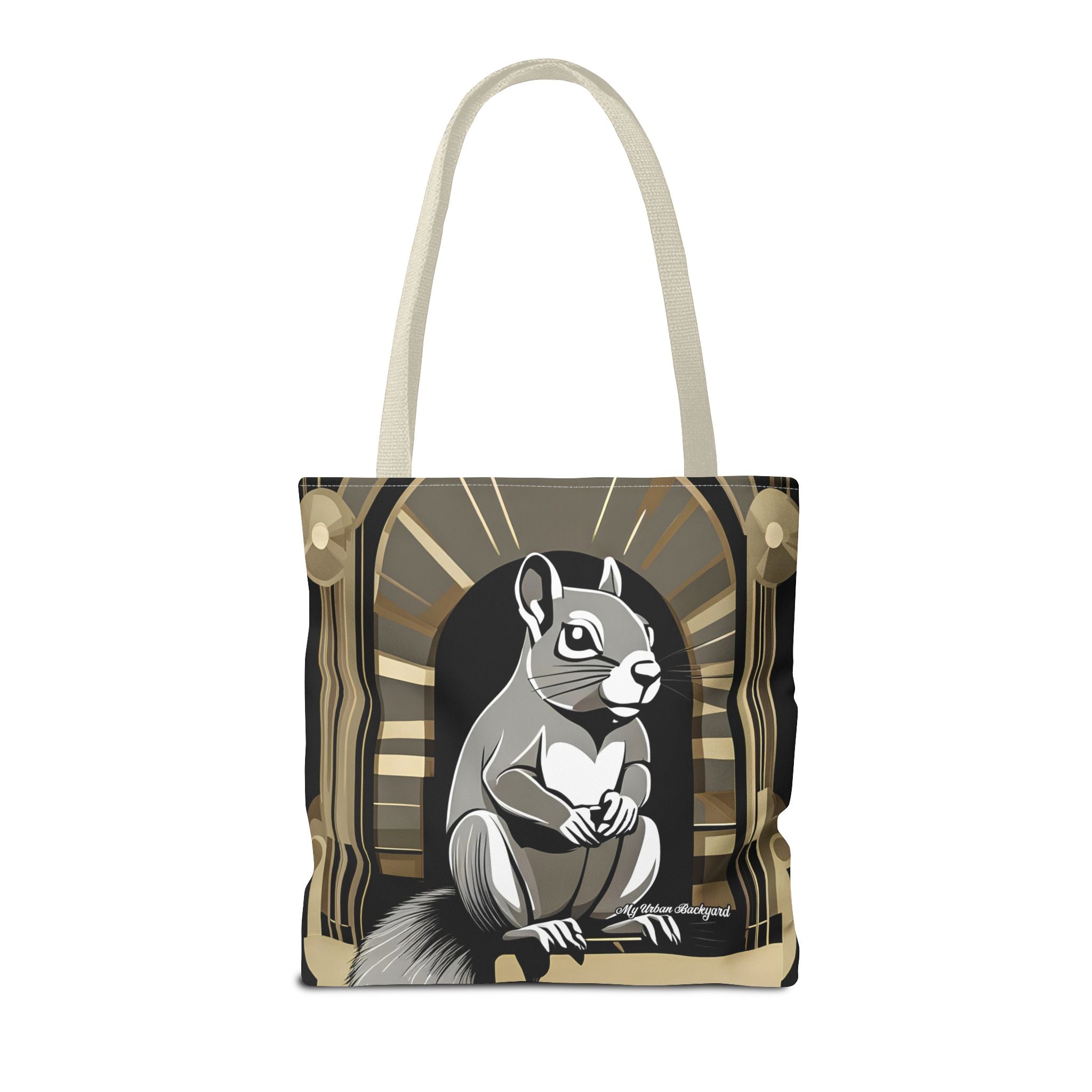 Art Deco Squirrel, Tote Bag with Cotton Handles For Everyday Use, 3 Sizes