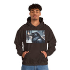 Urban Crow In Falling Snow Hoodie — Comfy Winter Graphic Hoodie