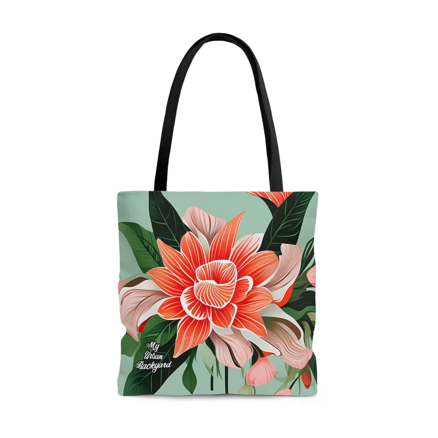 Reusable Tote Bag for Everyday Use, Shoulder Bag w Cotton Handles - Large Flower