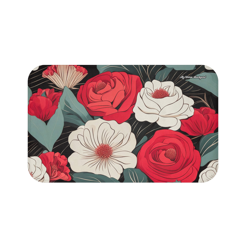 Floral Bath Mat, Vibrant Home Decor, Bathroom Accessory, Gift for Her, Mother's Day, Floral Design, Housewarming Present