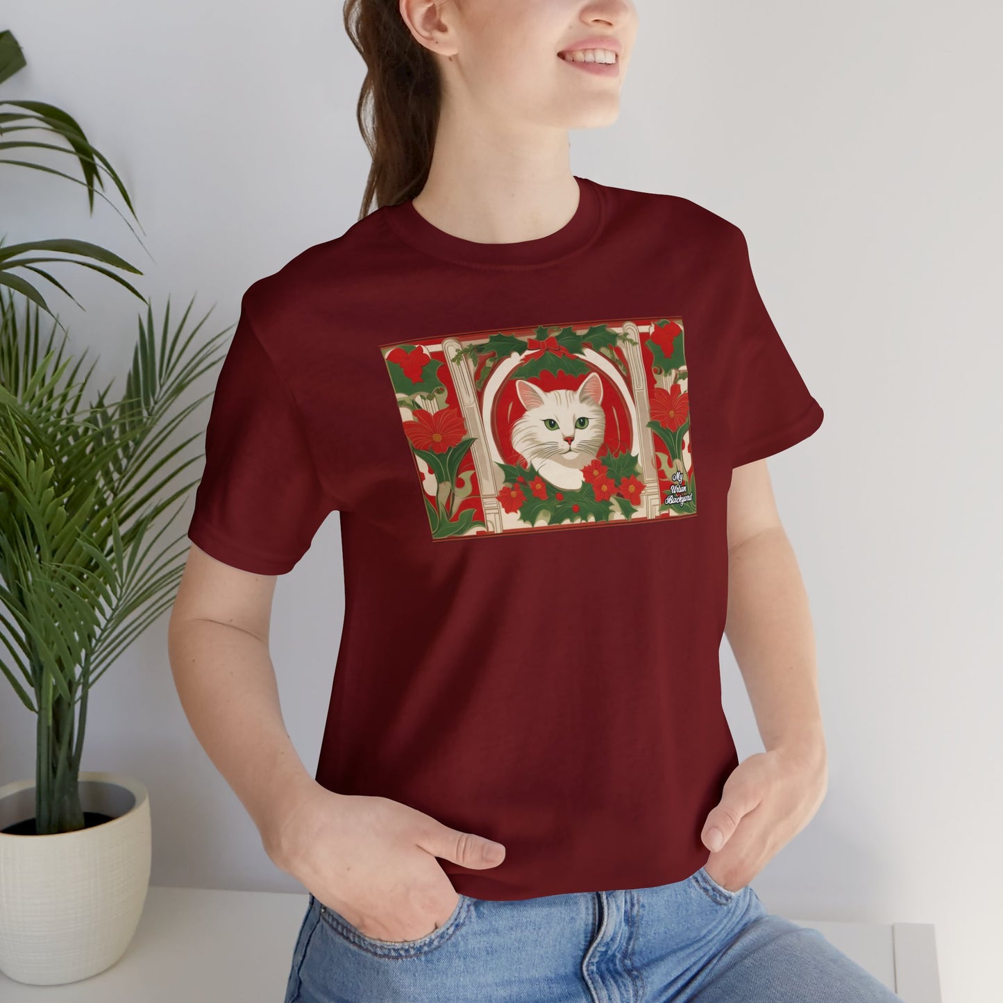 Soft T-Shirt, 100% Jersey Cotton, Unisex - Holiday Cat