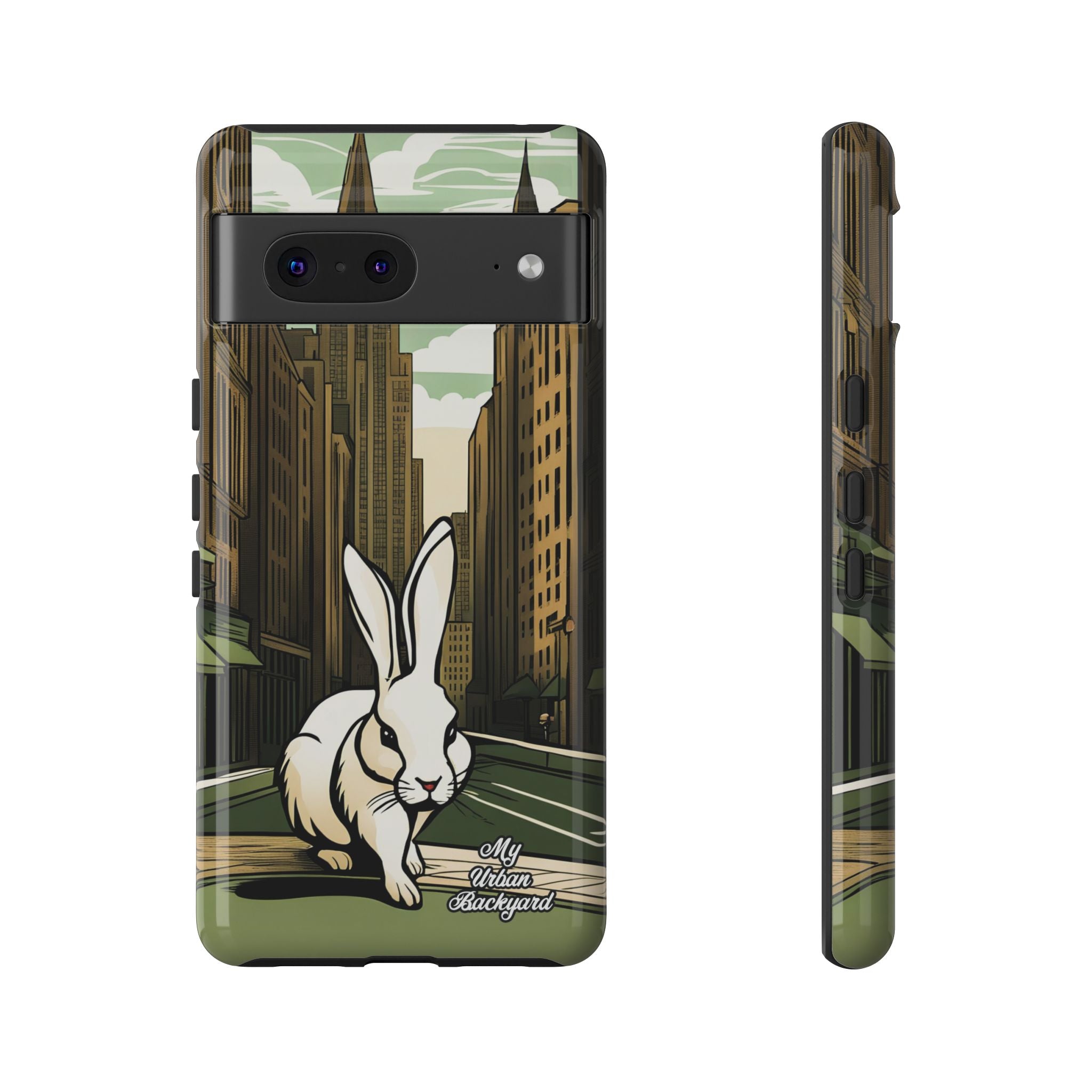 White Rabbit on a City Street, Cell Phone Case - Apple, Samsung, Google Pixel