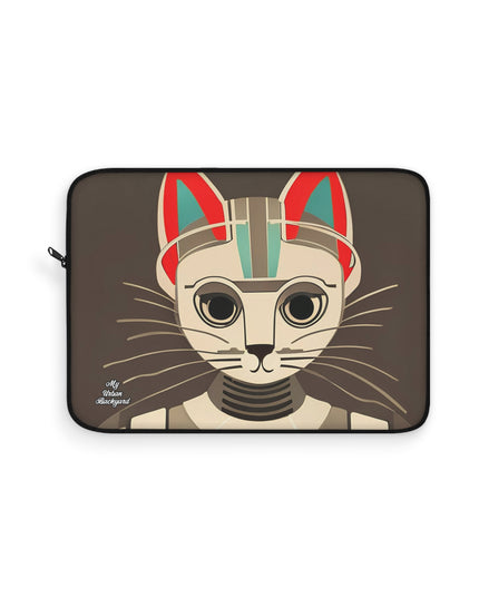 Art Deco Cat, Laptop Carrying Case, Top Loading Sleeve for School or Work