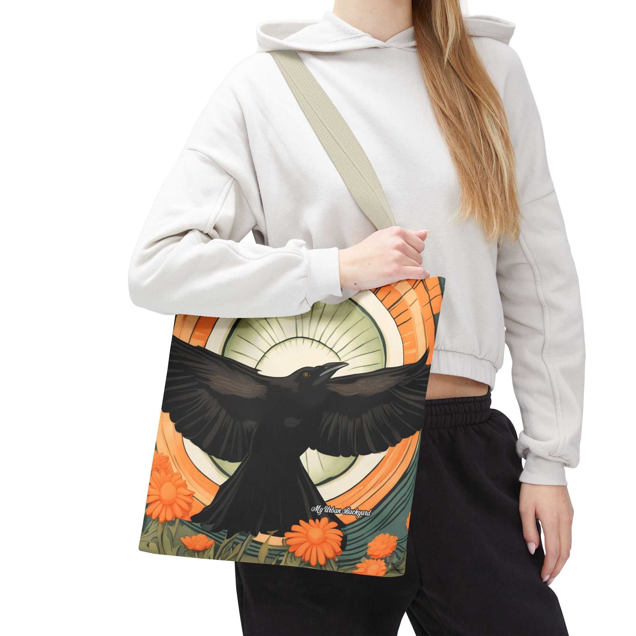 Flying Crow Tote Bag with Cotton Handles For Everyday Use, 3 Sizes