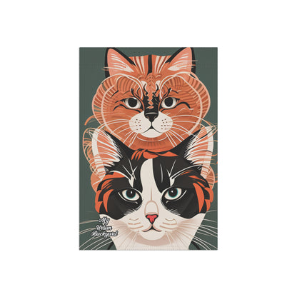 Two Cats, Garden Flag for Yard, Patio, Porch, or Work, 12"x18" - Flag only