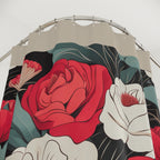 Tan Shower Curtain with Floral Shower Curtain, Gift for Her, Romantic Style - 71" x 74"