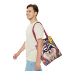Raccoon and Flowers Tote Bag with Cotton Handles For Everyday Use, 3 Sizes