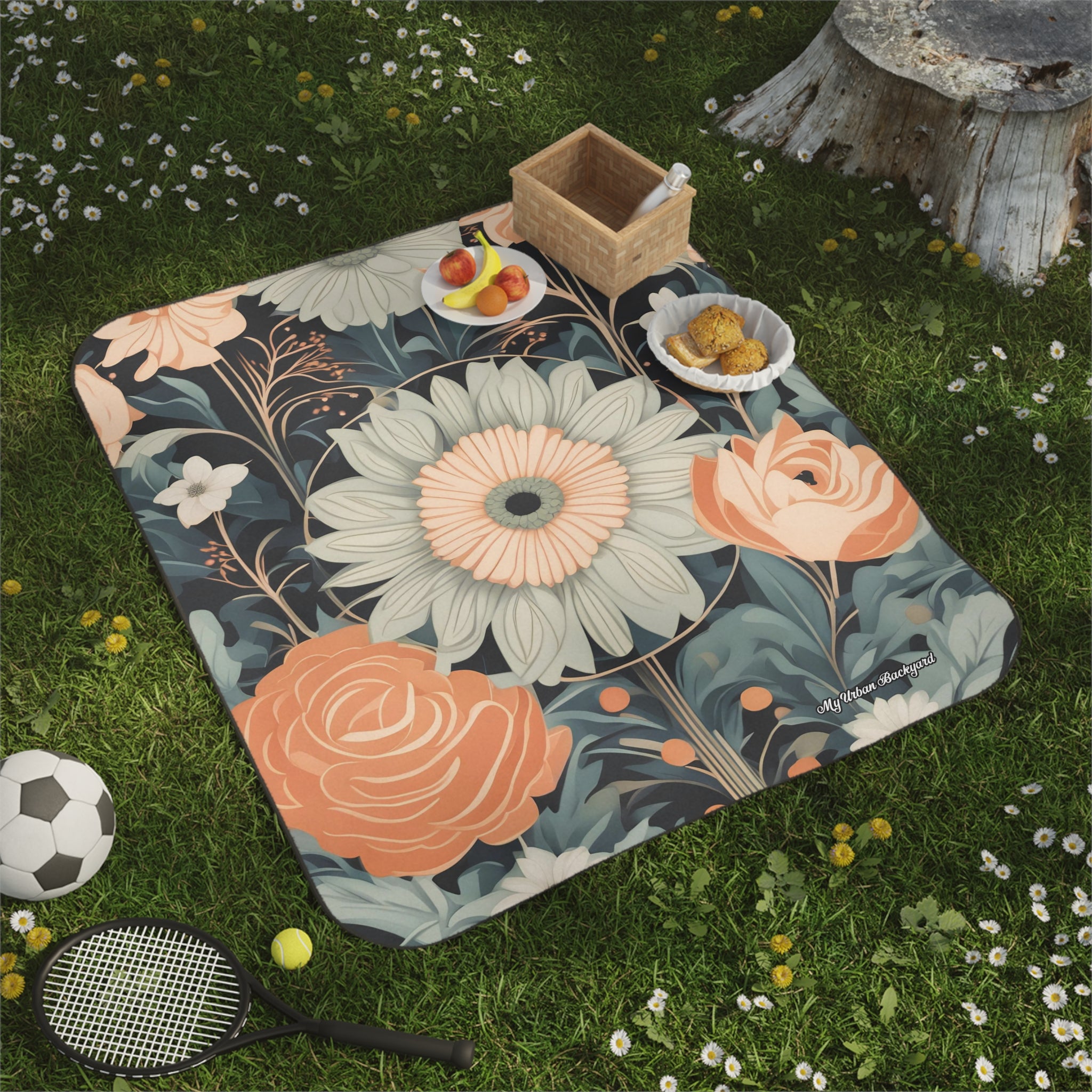 Wildflowers Floral Picnic Blanket - Perfect for Outdoor Gatherings & Beach Days, 51" × 61"
