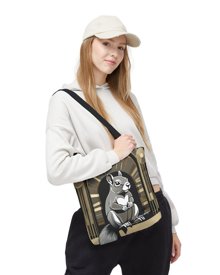 Art Deco Squirrel, Tote Bag with Cotton Handles For Everyday Use, 3 Sizes