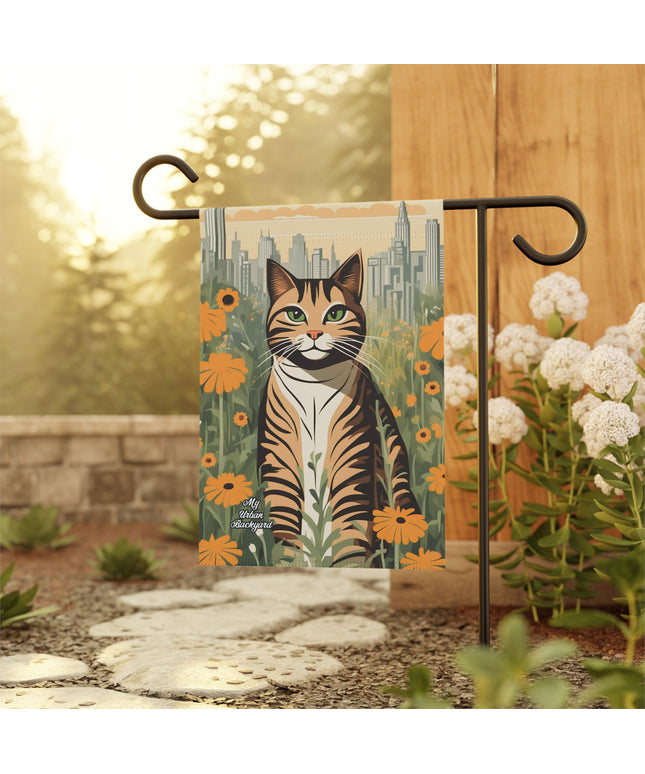 Finn Purrington, Cat Garden Flag for Yard, Patio, Porch, or Work, 12"x18" - Flag only
