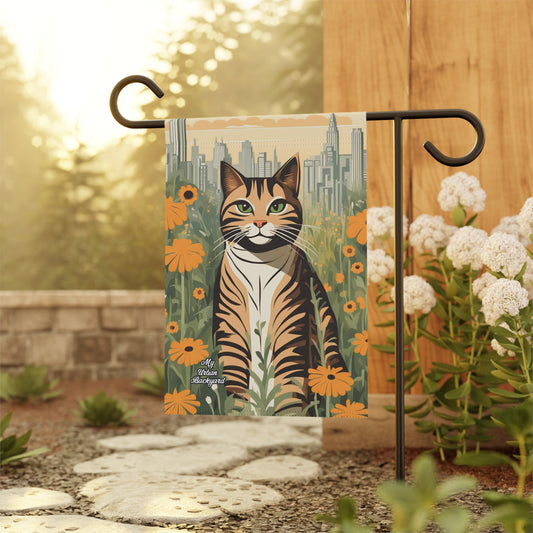 City Tabby, Garden Flag for Yard, Patio, Porch, or Work, 12"x18" - Flag only