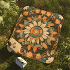 Circle of Petals, Floral Picnic Blanket - Outdoor Mat for Summer Gatherings, 51" × 61"