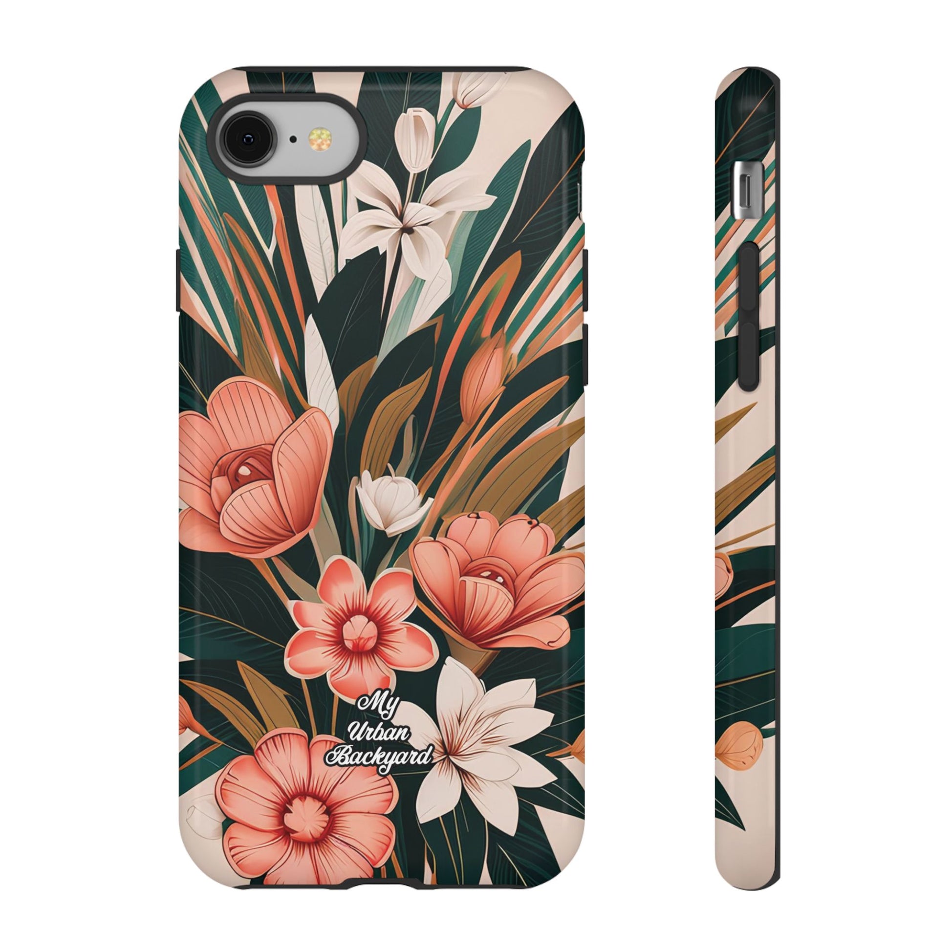 Peach Art Deco Flowers, Cell Phone Case - Apple, Samsung, Google Pixel