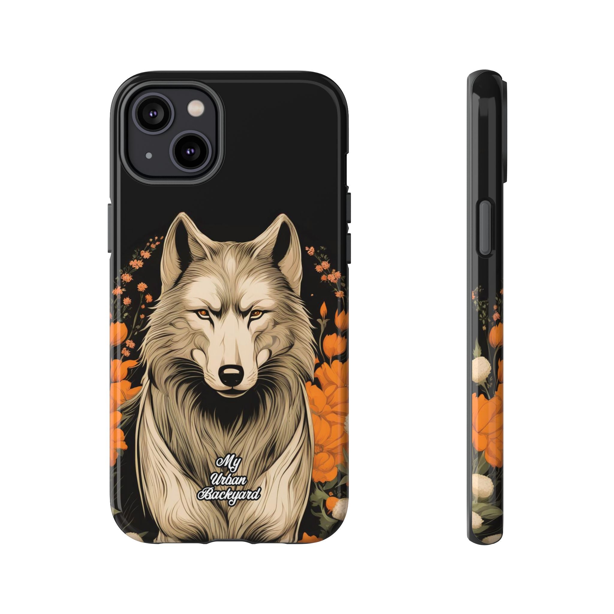 Wolf with Flowers, Animal Cell Phone Case - Apple, Samsung, Google Pixel