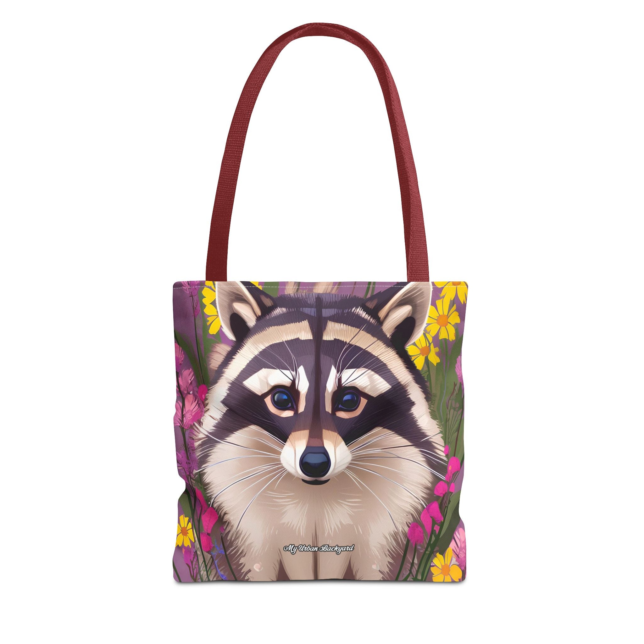 Raccoon and Flowers Tote Bag with Cotton Handles For Everyday Use, 3 Sizes